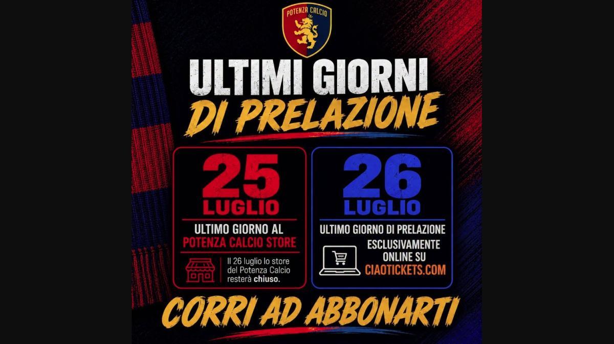Potenza Calcio, ultimi giorni per la prelazione: dal 27 luglio via alla vendita libera