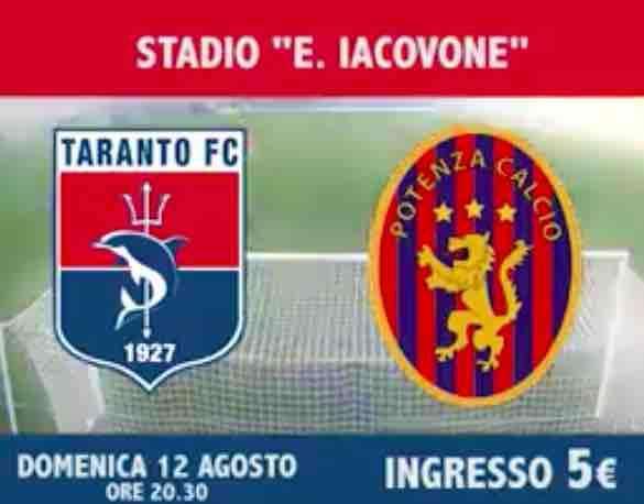 Domenica amichevole Taranto-Potenza... ecco tutte le info...