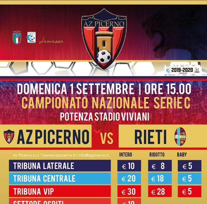 Picerno-Rieti al Viviani, le Info sui biglietti...