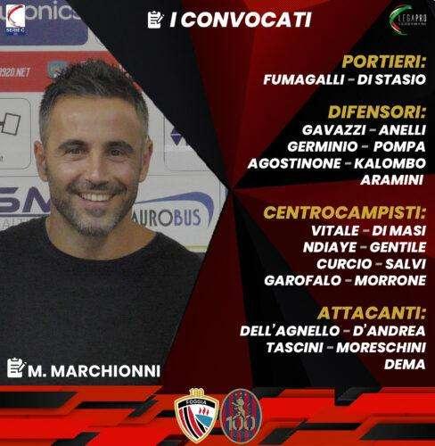 Marchionni sfida Somma, i convocati del Foggia