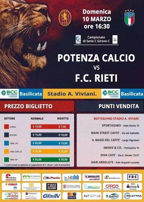 APERTURA VENDITA BIGLIETTI POTENZA-RIETI