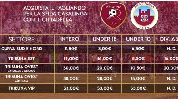 Reggina-Cittadella, continua la prevendita: tutte le informazioni