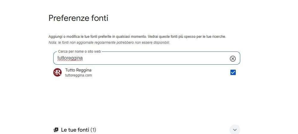 Google "Fonti preferite", aggiungi subito TuttoReggina.com e personalizza le tue notizie 