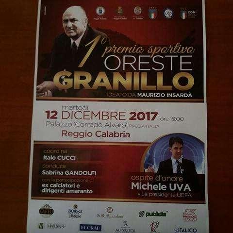Presentato il I^ Premio Oreste Granillo: martedì 12 dicembre serata speciale con il vicepresidente UEFA Uva e tanti ex Reggina