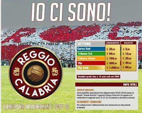 ASD REGGIO CALABRIA - La campagna abbonamenti al via il 14 agosto: i dettagli