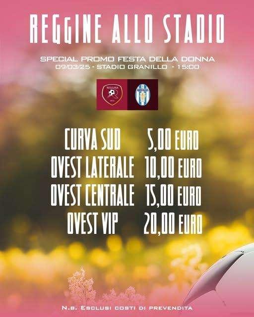 Reggina-Akragas, al via prevendita dei tagliandi: promo speciale per le donne