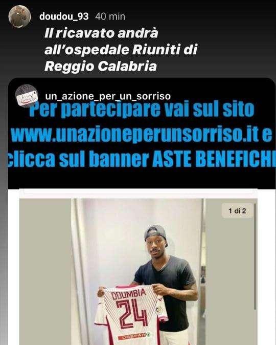REGGINA, Doumbia risponde presente all'appello di Ciccio Cosenza: all'asta la sua maglia per la raccolta fondi per gli ospedali