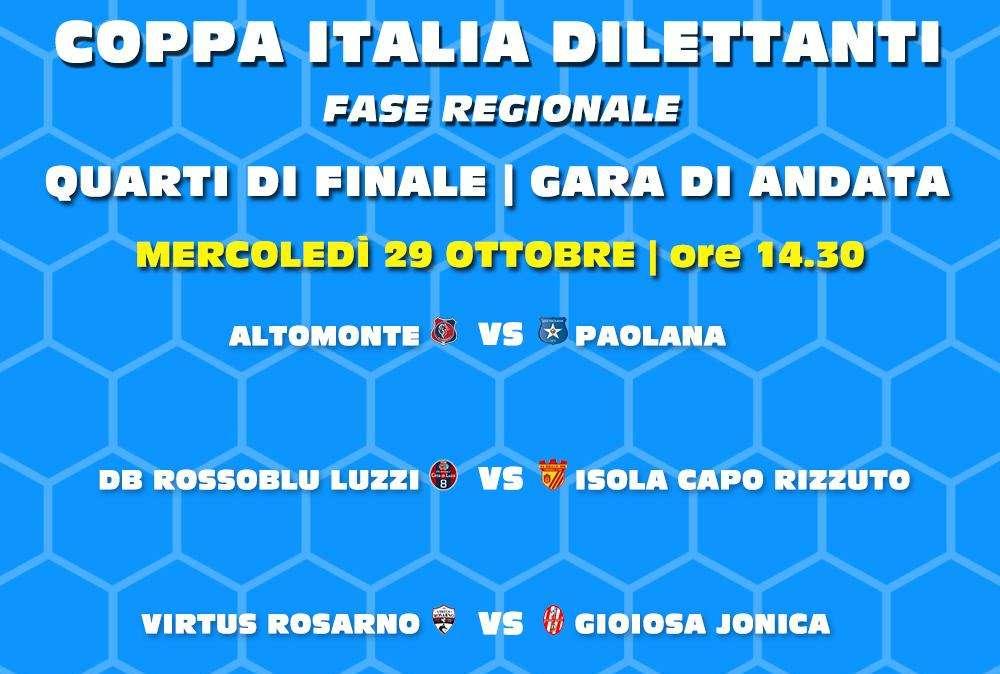 Coppa Italia Eccellenza, gare andata dei Quarti: Val Gallico ko di misura