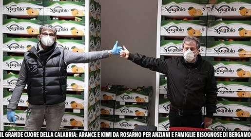 Il grande cuore di Rosarno: un imprenditore dona 30 quintali di arance e 25 quintali di kiwi al Comune di Bergamo