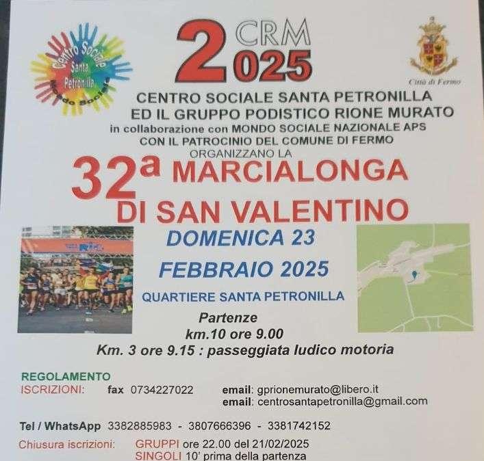 Domenica 23 febbraio a Fermo ci sarà l'edizione numero 32 della "Marcialonga di San Valentino"