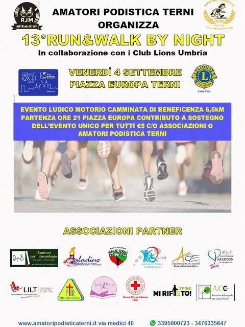 A Terni torna la manifestazione "Run & Walk by Night": appuntamento venerdì 4 settembre alle ore 21