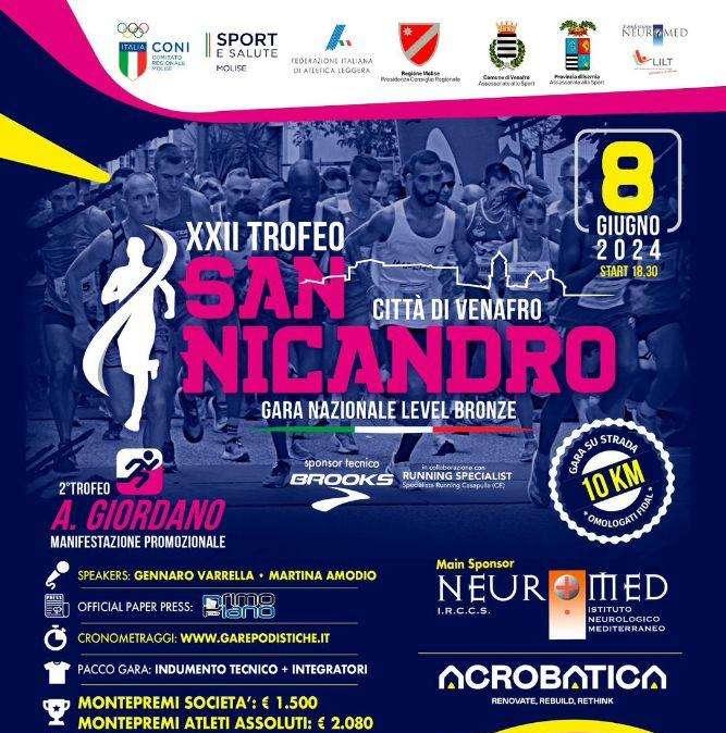 L'8 giugno a Venafro (IS) si correrà il Trofeo San Nicandro con partenza alle 18.30