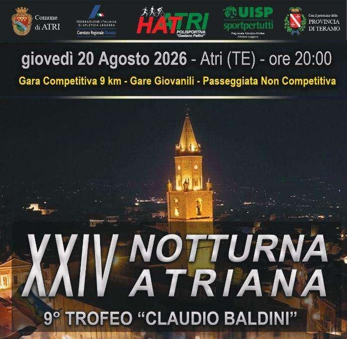 Il 20 agosto ad Atri (TE) appuntamemnto con la "Notturna Atriana - Trofeo Claudio Baldini"