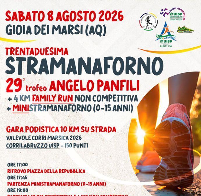 A Gioia dei Marsi (AQ) ecco la 32esima edizione della "Stramanaforno": si corre sabato 8 agosto