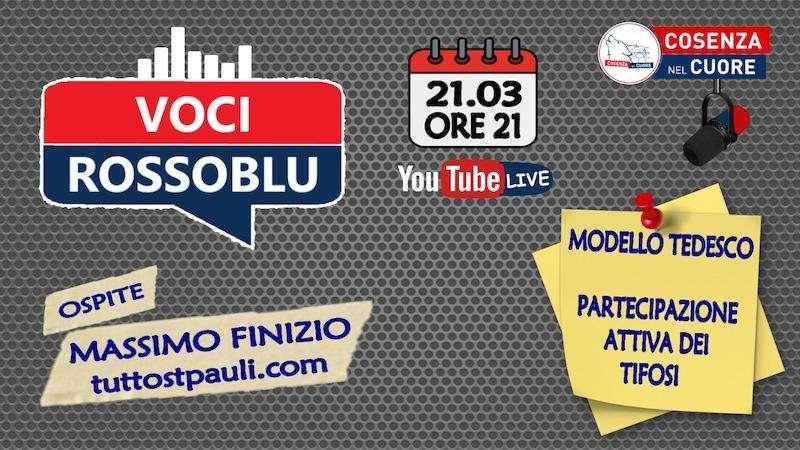 l nostro direttore in diretta su YouTube: Massimo Finizio ospite di "Voci Rossoblù"