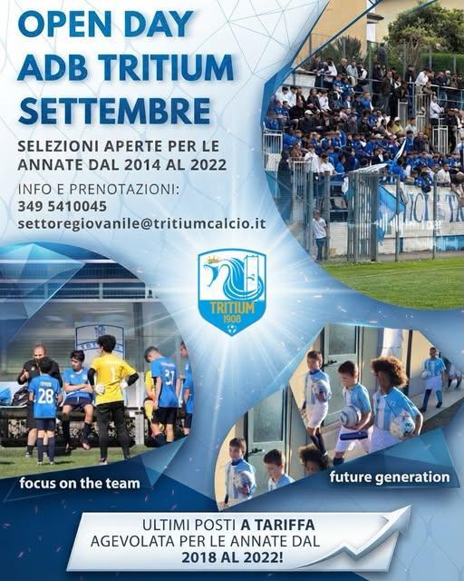 Settore giovanile Tritium, open day a settembre per le annate dal 2014 al 2022