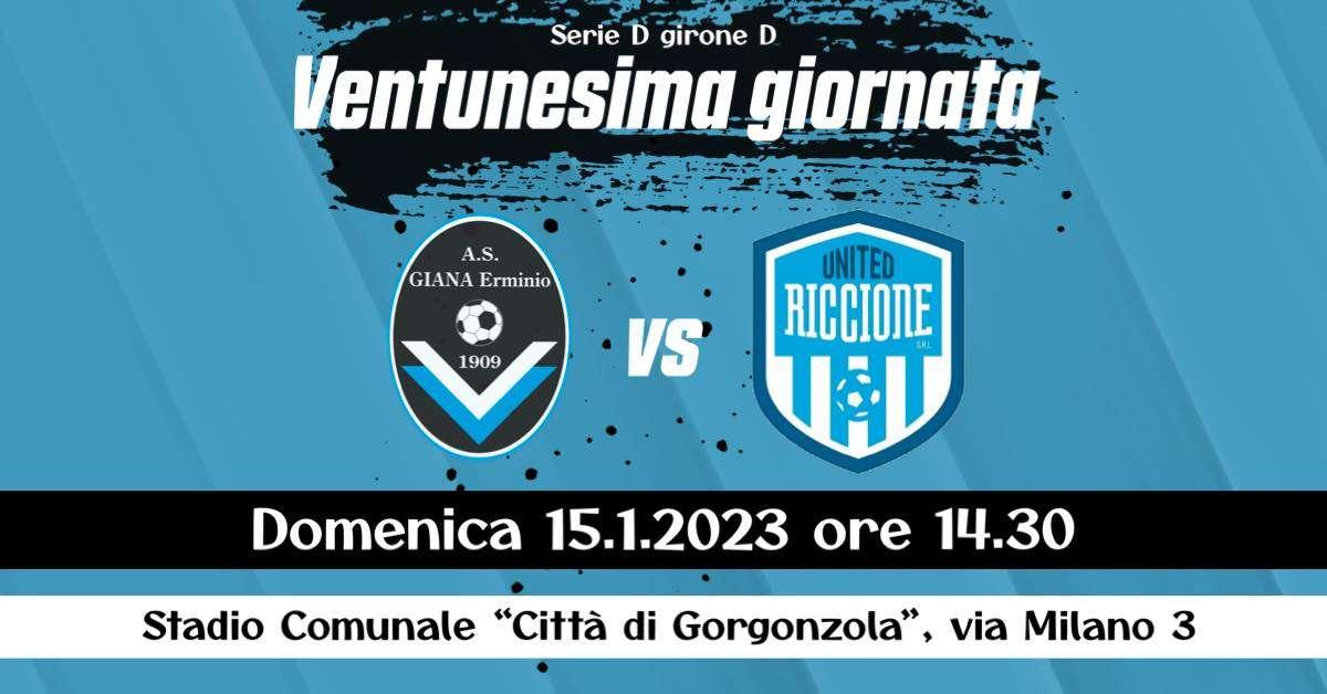 Serie D, la Giana sfida lo United Riccione nella 2^ giornata di ritorno 