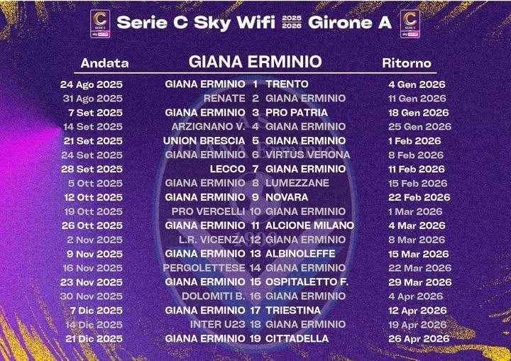 Calendario girone A