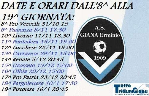 Giana Erminio, date e orari fino al termine del girone d'andata