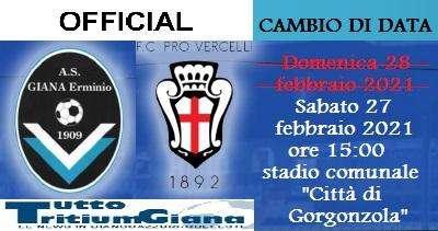 UFFICIALE: Giana Erminio, si gioca in anticipo la 27^ giornata