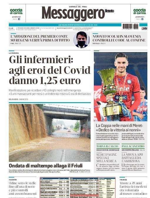 Messaggero Veneto: "La Coppa nelle mani di Meret: 'Dedico la vittoria ai nonni'"