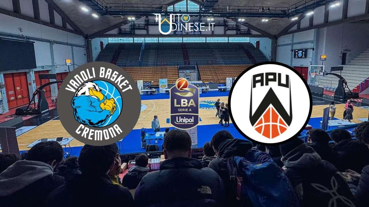 DIRETTA LBA Vanoli Cremona-Apu Udine 82-73: RISULTATO FINALE