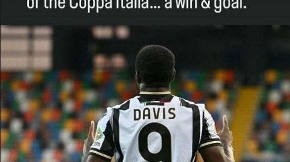 Davis celebra l'esordio sui social: "Ottimo modo per iniziare: vittoria e gol"