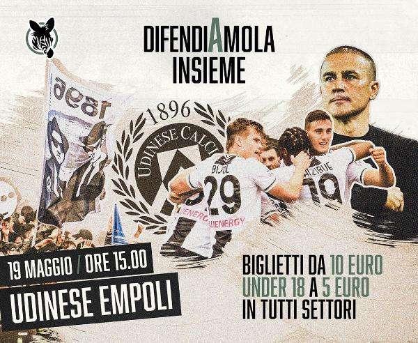Udinese-Empoli, da domani in vendita i biglietti per l'ultima gara casalinga: le info