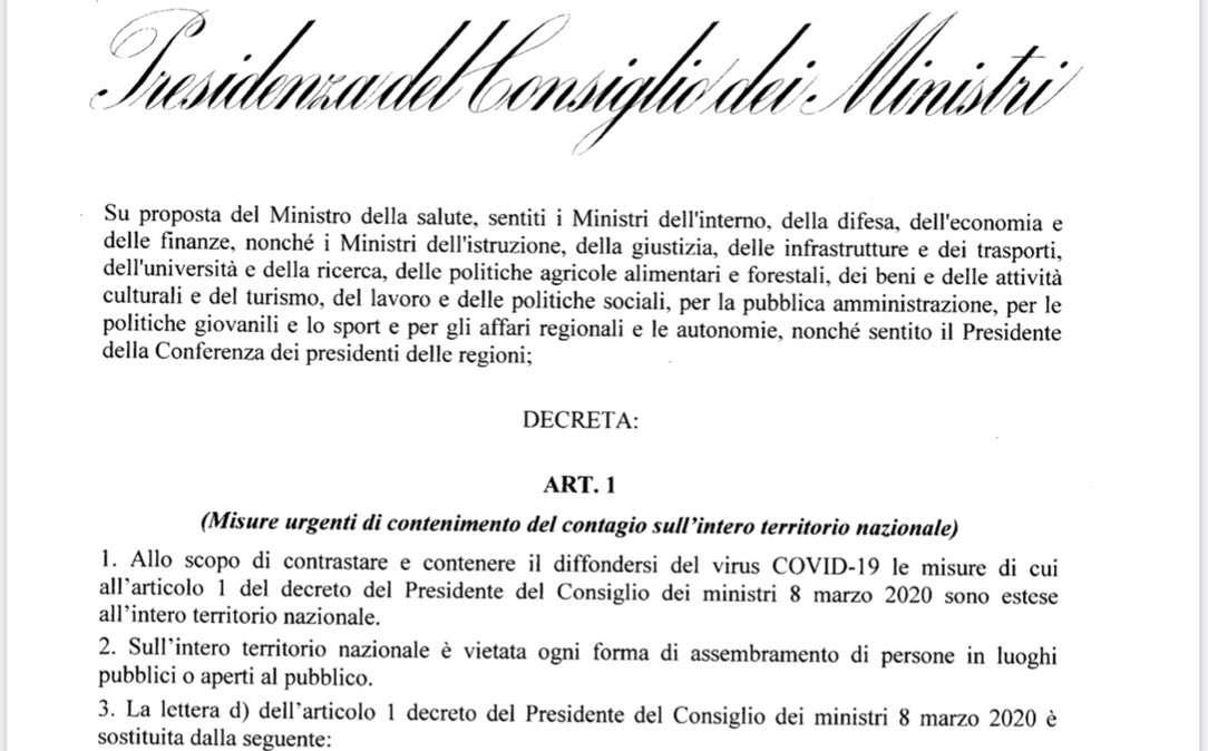 Firmato il decreto che ferma il calcio fino al prossimo 3 aprile