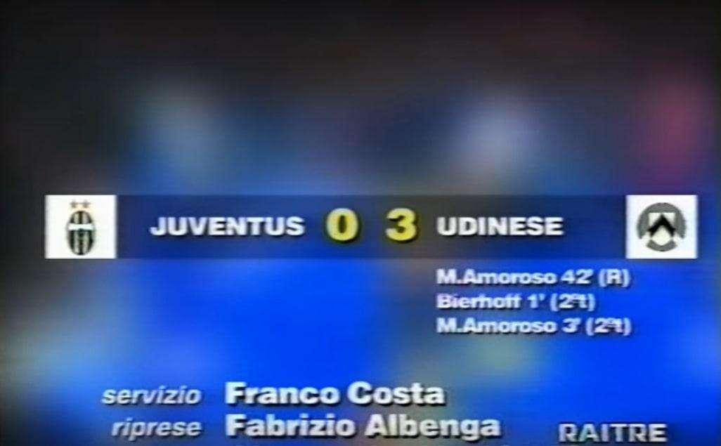 13 aprile 1997 Juventus-Udinese 0-3: l'impresa dei bianconeri di Zac. Doppietta di Marcio e gol di Bierhoff