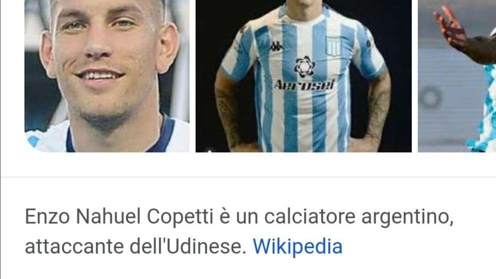 Per Wikipedia Copetti è già un giocatore dell'Udinese 