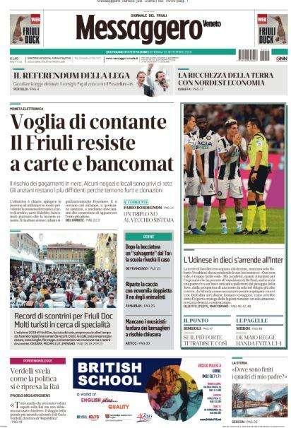 Messaggero Veneto - L'Udinese si arrende all'Inter