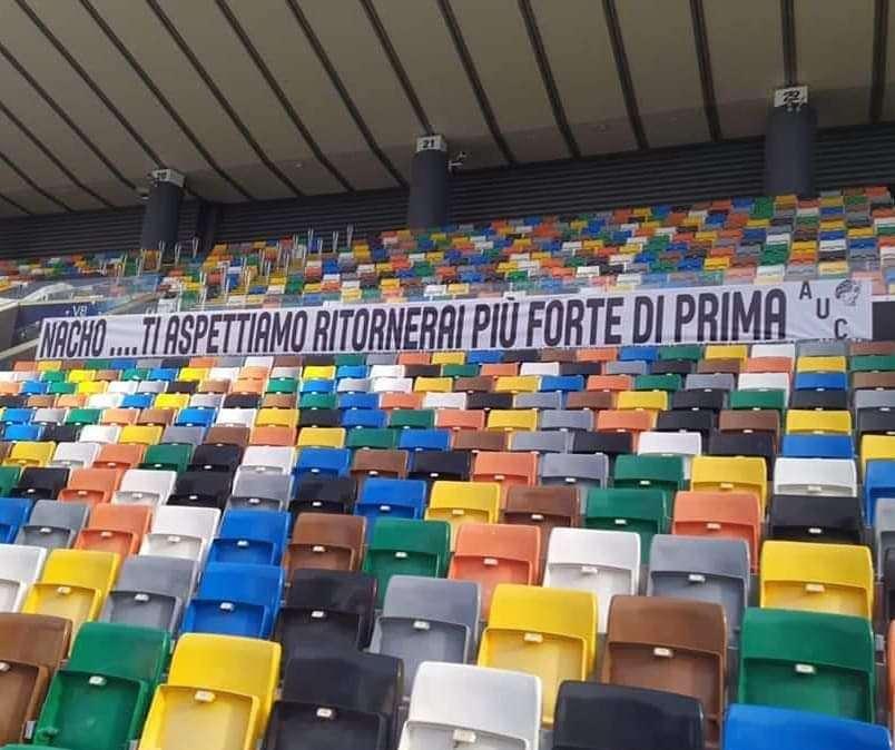 Striscione dell'AUC per Pussetto: "Ti aspettiamo, ritornerai più forte di prima" 