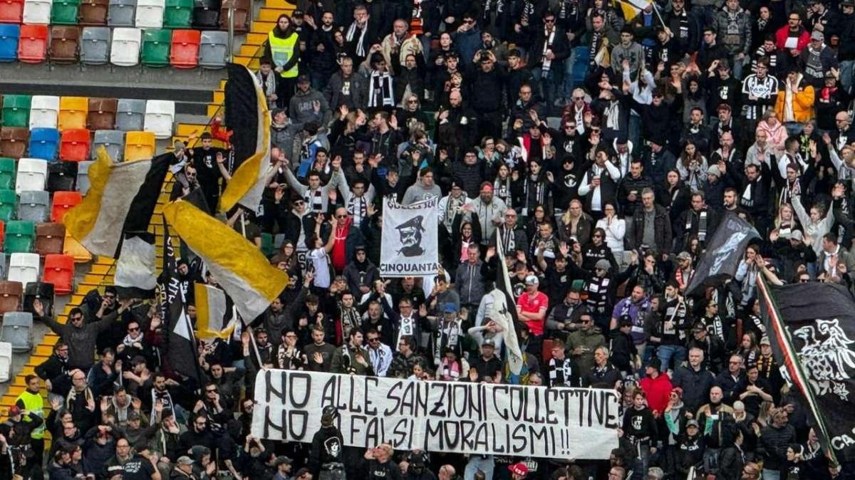 Udinese, lo striscione della Curva Nord: "No a sanzioni collettive e falsi moralismi"