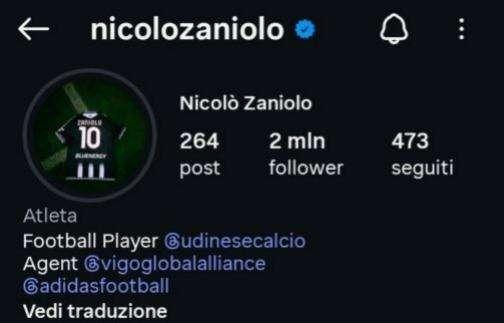 Zaniolo, che voglia di Udinese: cambia la foto profilo