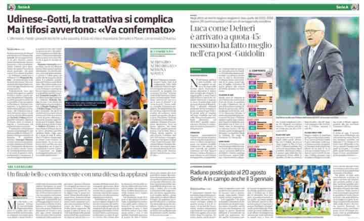 Messaggero Veneto: "Udinese-Gotti, la trattativa si complica. Ma i tifosi avvertono: "Va confermato""