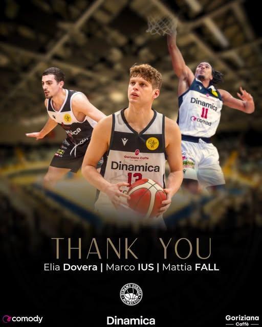 La Dinamo Gorizia saluta Marco Ius, Mattia Fall ed Elia Dovera