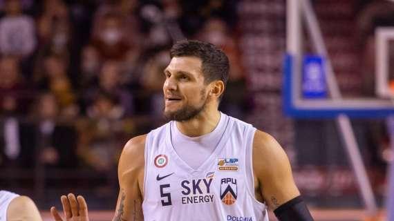Apu Udine, tolta la squalifica del Carnera per una gara, ridotta da tre a due giornate la squalifica di Gentile