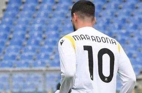 L'omaggio dell'Udinese in ricordo di Maradona
