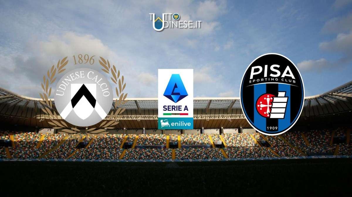 DIRETTA Seria A Udinese-Pisa 2-2: bianconeri che non vanno oltre il pareggio