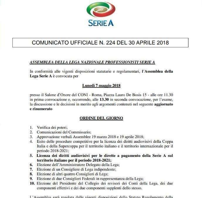 Assemblea di Lega: alla RAI i diritti tv di Tim Cup e Supercoppa
