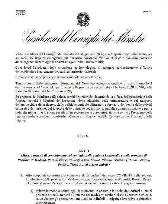 Allarme Coronavirus - La bozza integrale del decreto dice che il calcio professionistico non si fermerà 