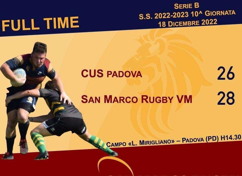 RUGBY: un calcio di Broglio regala al VeneziaMestre la prima vittoria in serie B nel derby contro il CUS Padova