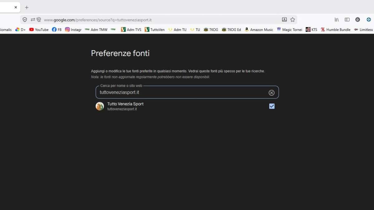 Google "Fonti preferite", aggiungi subito TuttoVenezia e personalizza le tue notizie