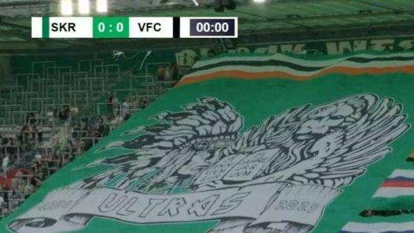Rapid Vienna-Venezia, tanti tifosi al seguito: la coreografia