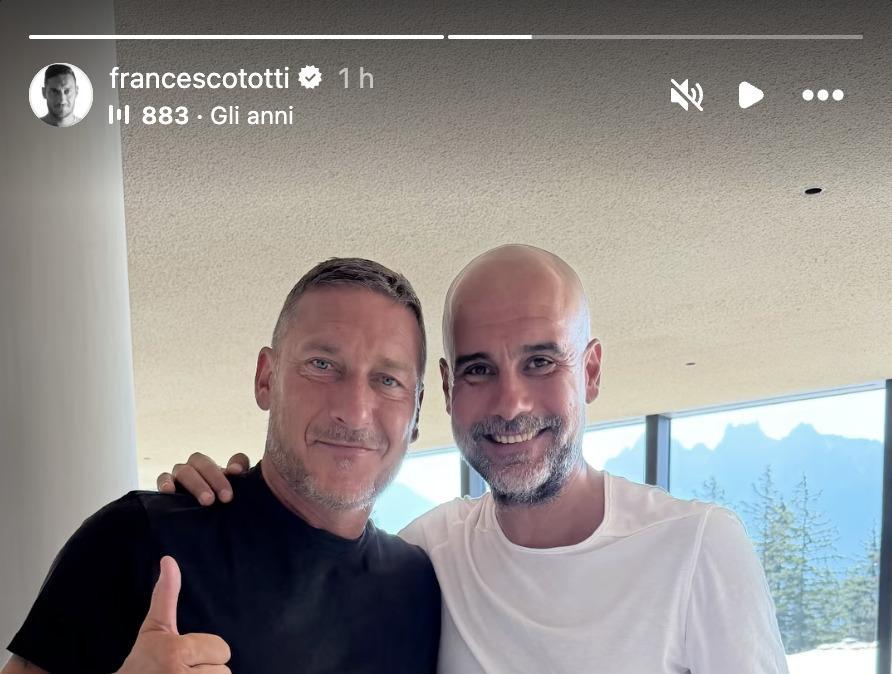 Totti ritrova Guardiola, l'ex capitano su Instagram: "Che incontri". FOTO!
