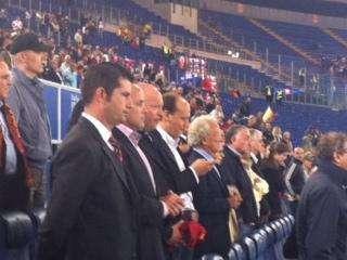 Baldissoni e i collaboratori di Pallotta all'Olimpico 