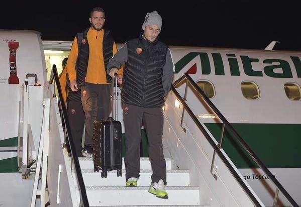 Roma arrivata a Cagliari. FOTO!