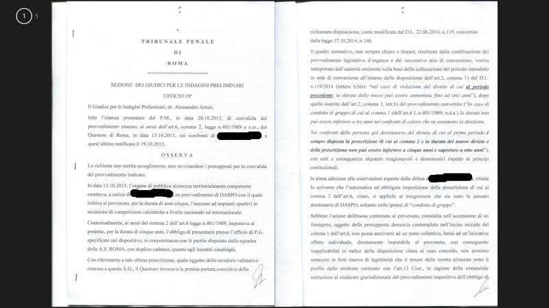Fumogeno a Roma-Sassuolo, revocato l'obbligo di firma per il tifoso giallorosso. Il Gip sconfessa la Questura. Contucci a VG: "Presa la decisione giusta". FOTO!