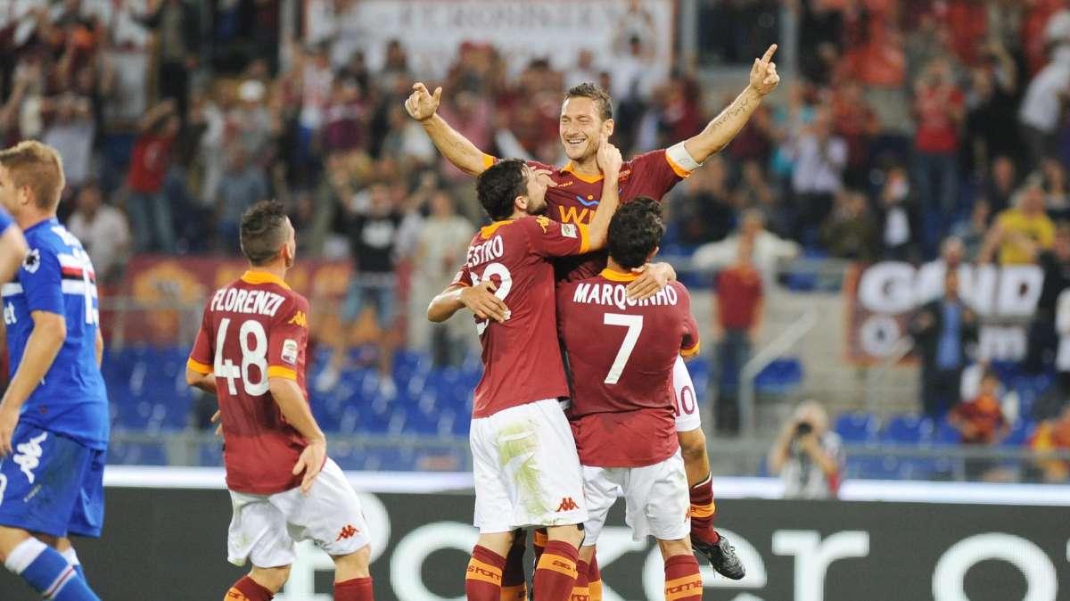 Roma-Palermo 4-1, di Totti, Osvaldo, Lamela, Destro e Ilicic le reti